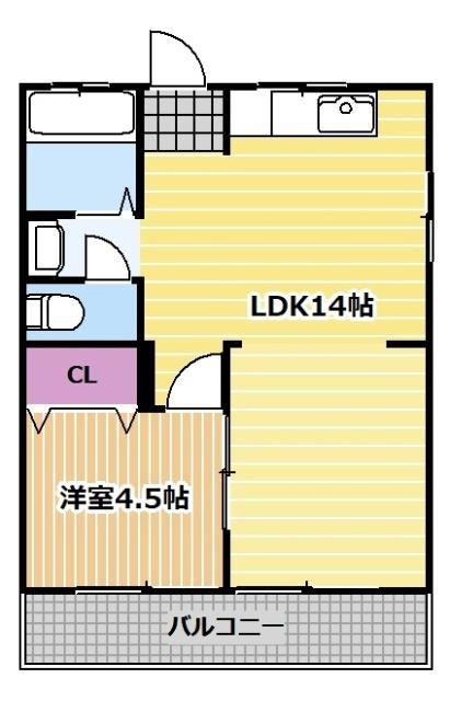 菊里ふじコーポ(1LDK/2階)の間取り写真