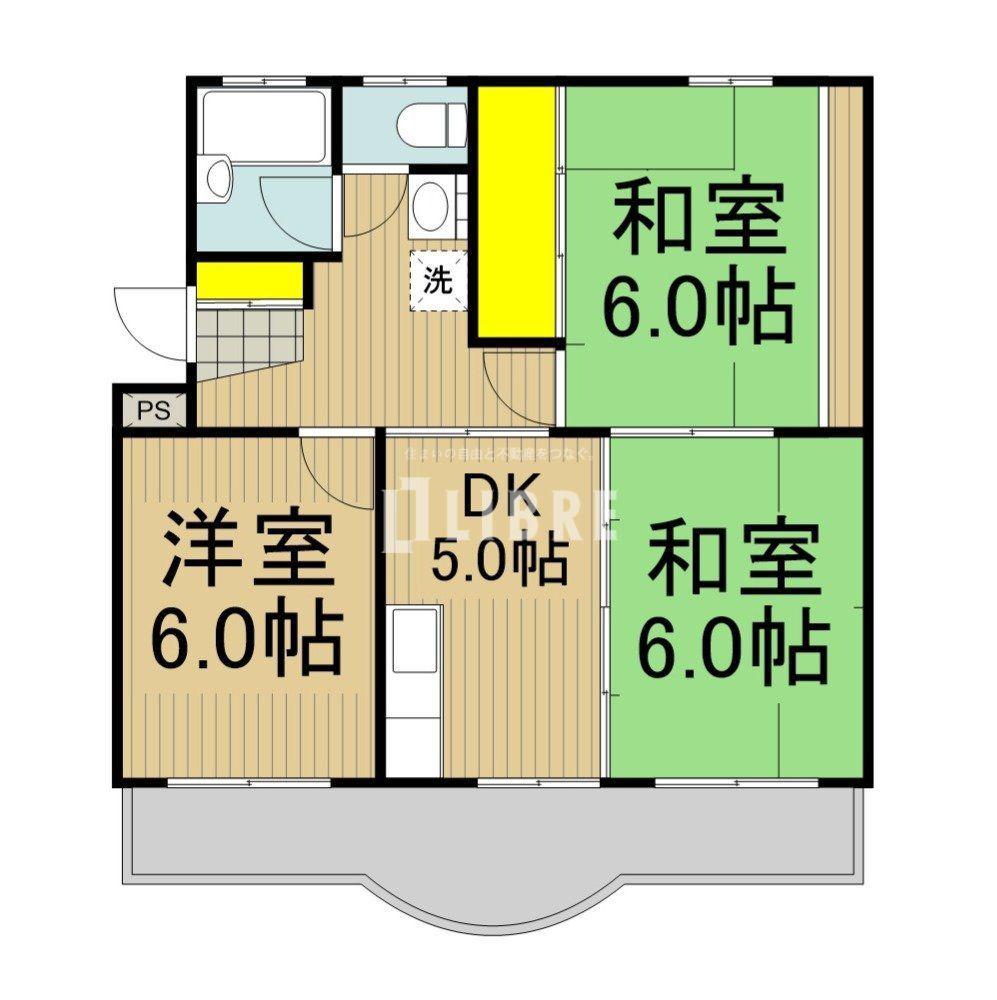 メゾンドハーティー(3DK/2階)の間取り写真