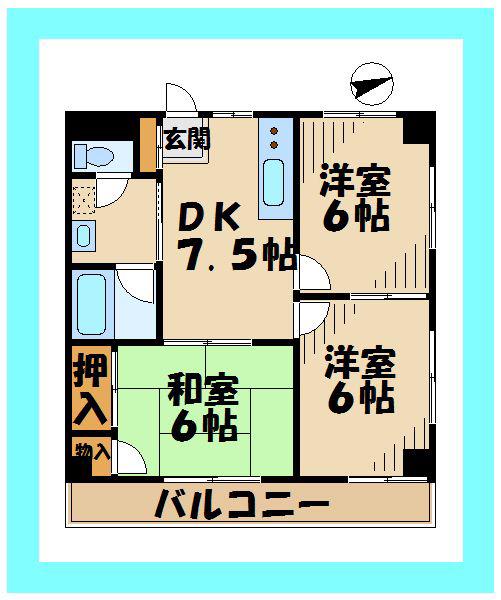 メゾンアンパー(3DK/3階)の間取り写真