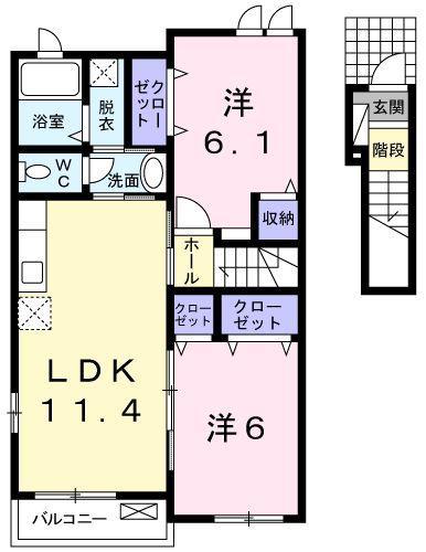 サンハイツII(2LDK/2階)の間取り写真