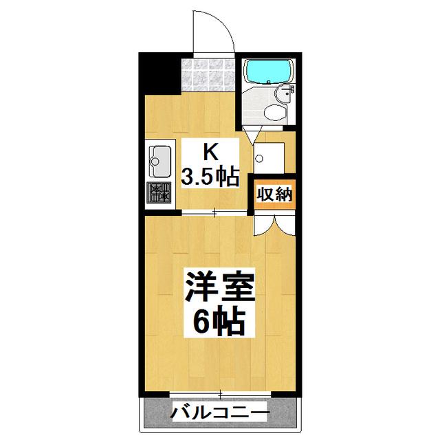 スカイコート旭(1K/3階)の間取り写真