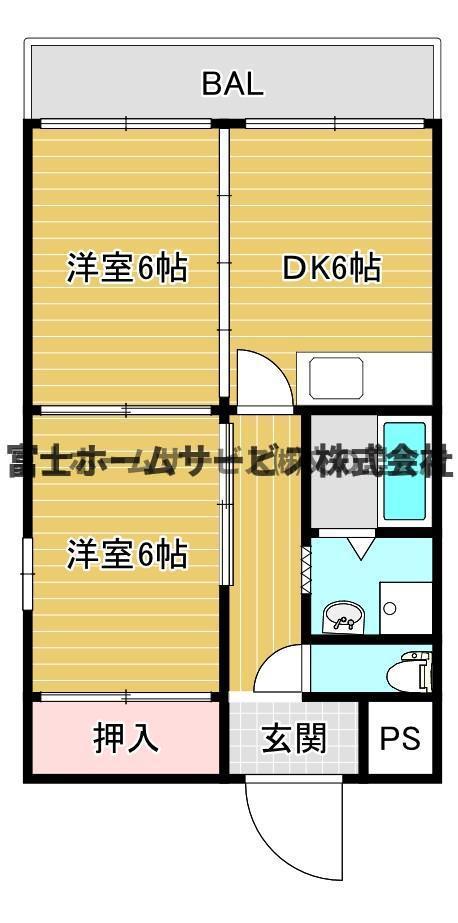 ヴィヌーベル長居(2DK/2階)の間取り写真