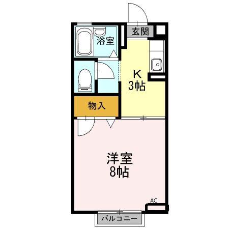 岩広ハイツ(1K/2階)の間取り写真
