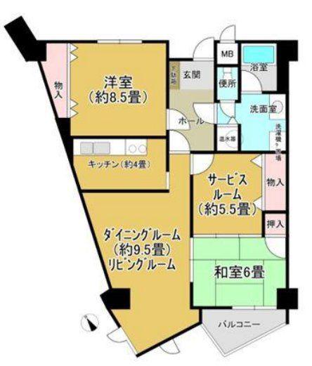 宝生ハイツ(2SLDK/6階)の間取り写真