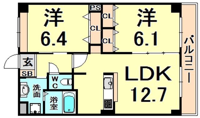 ブリーズM(2LDK/3階)の間取り写真