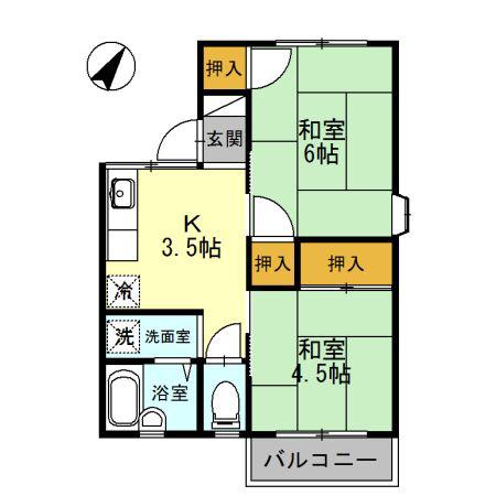サニーホームズオザキ(2K/2階)の間取り写真