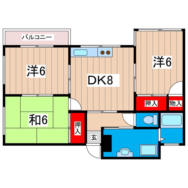 ステイツビル(3DK/4階)の間取り写真