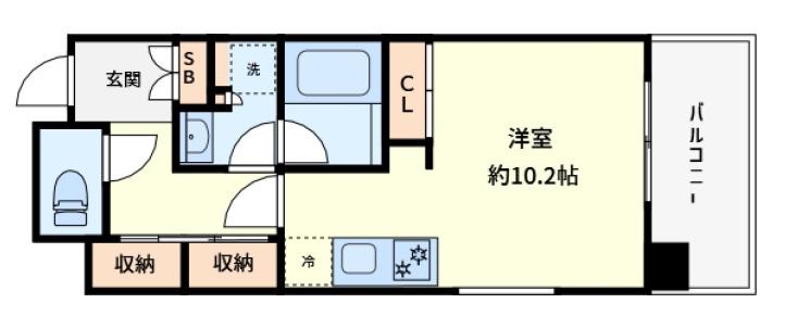 レジェンドール心斎橋イースト(1K/11階)の間取り写真