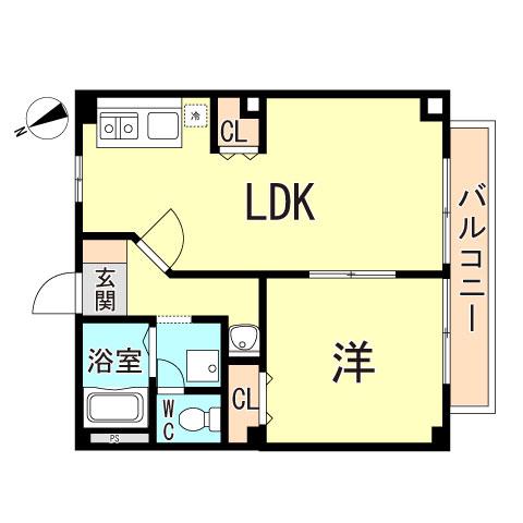 ハイツサンフラワー(1LDK/1階)の間取り写真