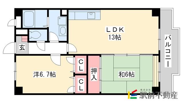 マンテンビュー(2LDK/6階)の間取り写真