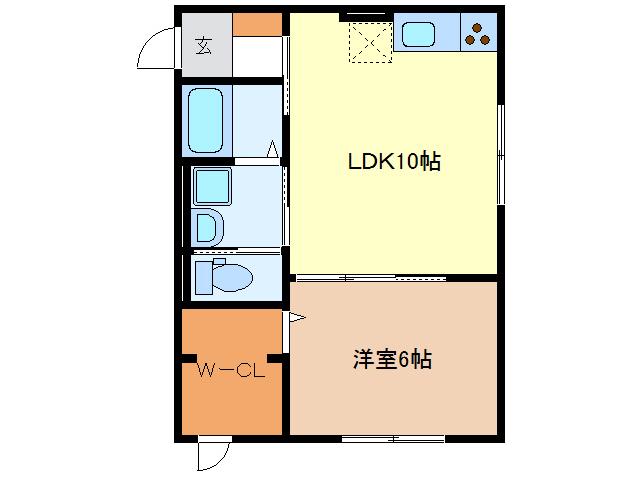 近鉄名古屋線 津駅 徒歩13分 2階建 築12年(1LDK/1階)の間取り写真