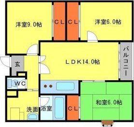 プライムアーク(3LDK/3階)の間取り写真