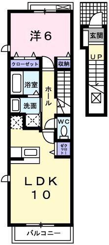 サウスローレル(1LDK/2階)の間取り写真