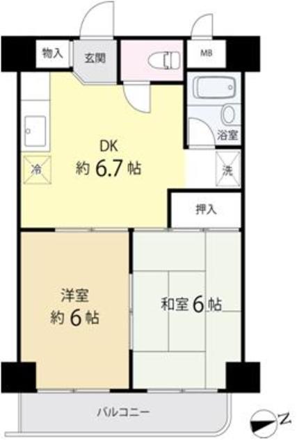 王子スカイパレス(2DK/4階)の間取り写真