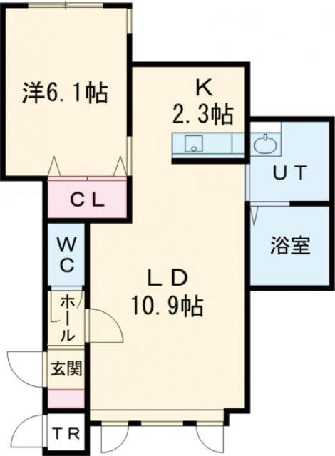 エアフォルク(1LDK/1階)の間取り写真