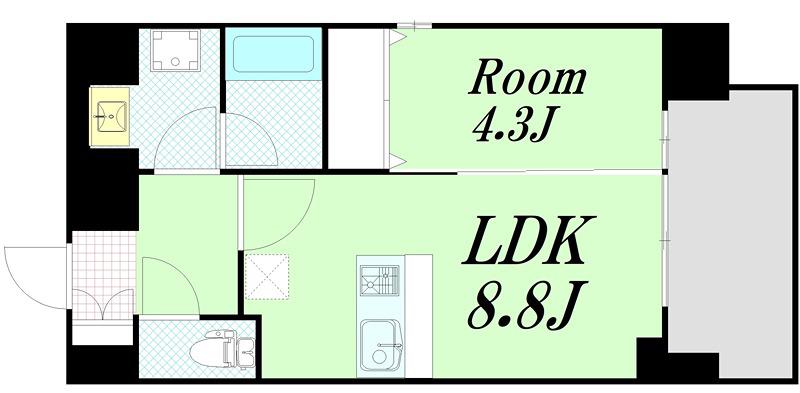ハイデンス梅ヶ枝(1LDK/3階)の間取り写真