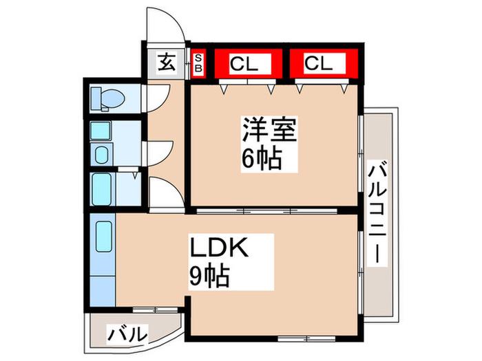 メゾン栄(1LDK/3階)の間取り写真