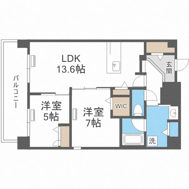 グランデール博多(2LDK/9階)の間取り写真