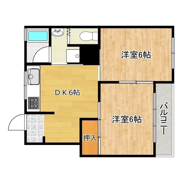 コーポラスG(2DK/2階)の間取り写真