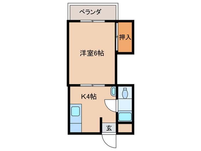 丸萬ハイツ(1K/2階)の間取り写真