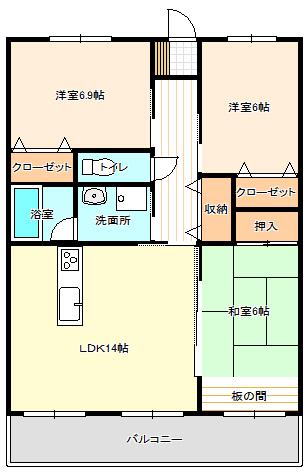 カルディアひかり(3LDK/4階)の間取り写真