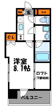 アクタス大手門II(1K/2階)の間取り写真