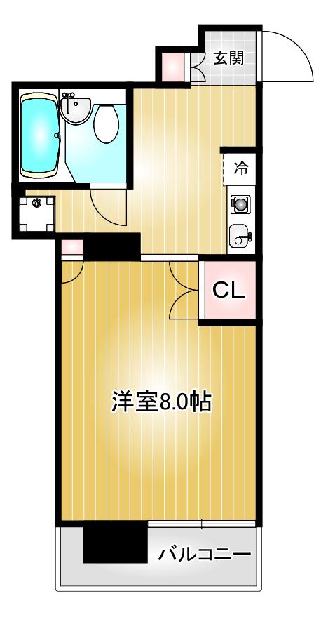 パラシオン東山(1K/1階)の間取り写真