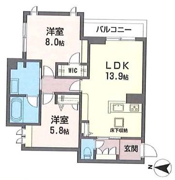 ベレオ支倉(2LDK/1階)の間取り写真