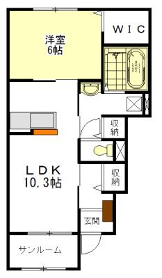 ベルアンドロスA(1LDK/1階)の間取り写真