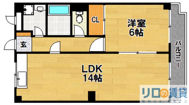 リベルコート(1LDK/3階)の間取り写真