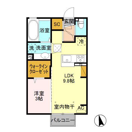アクシズ(1LDK/1階)の間取り写真
