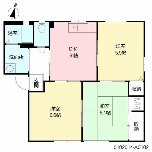 ニューサピエA棟(3DK/1階)の間取り写真
