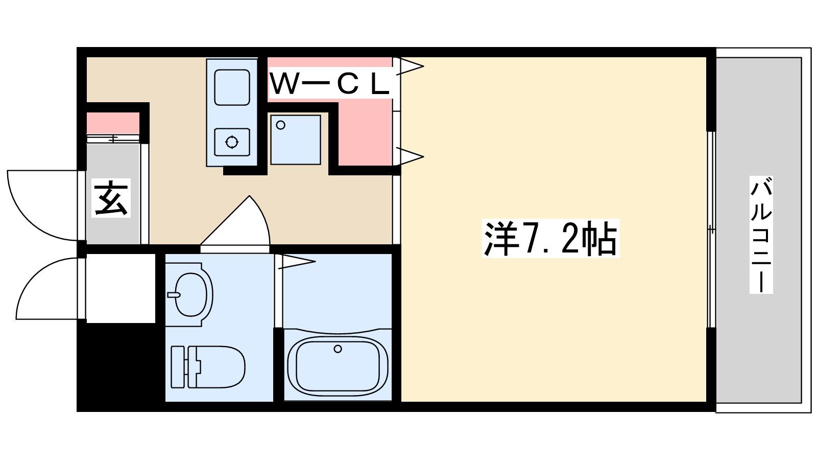 WOB三国(1K/4階)の間取り写真