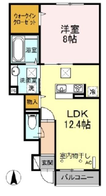ポートランドAB(1LDK/1階)の間取り写真