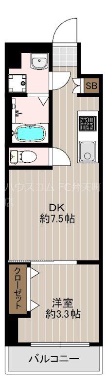 URBAN PARK弁天町(1DK/2階)の間取り写真