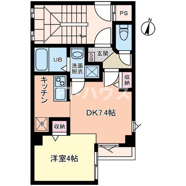 オーシャンズレジデンス勝田台(1DK/2階)の間取り写真