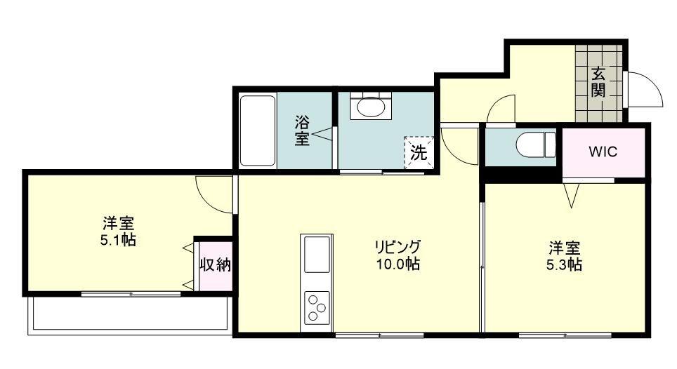 イーリス デュ グレイス(2LDK/2階)の間取り写真