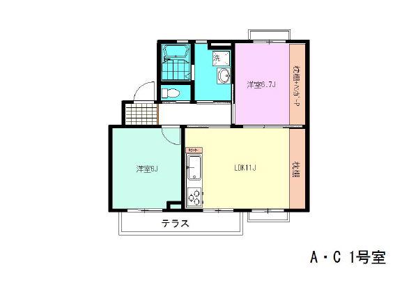 シンプルタウン(2LDK/1階)の間取り写真