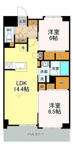 フラッツ庚午(2LDK/2階)の間取り写真