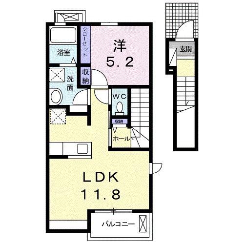 カームシティーS(1LDK/2階)の間取り写真