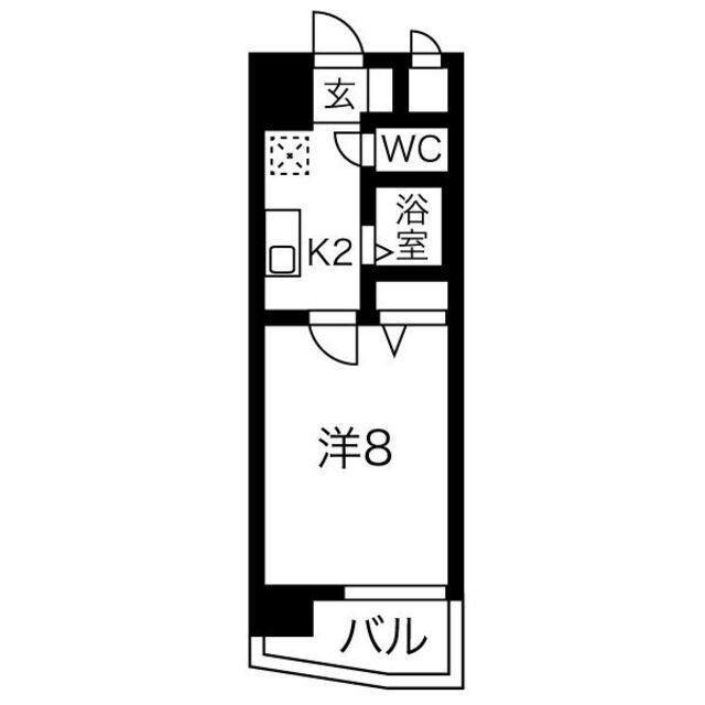 ヒルズ新栄(1K/4階)の間取り写真