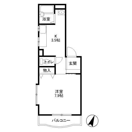 ケンハイム(1K/2階)の間取り写真