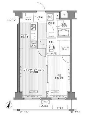 メゾンカルム西新宿(1LDK/3階)の間取り写真