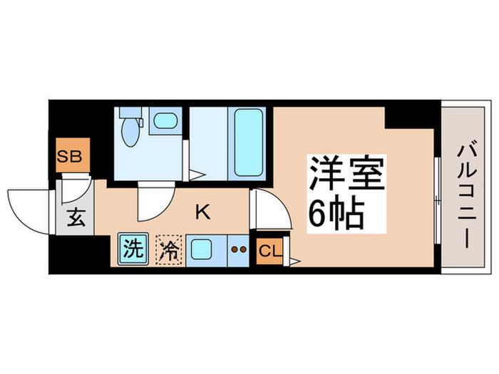 GENOVIA青砥SKYGARDEN(1K/6階)の間取り写真