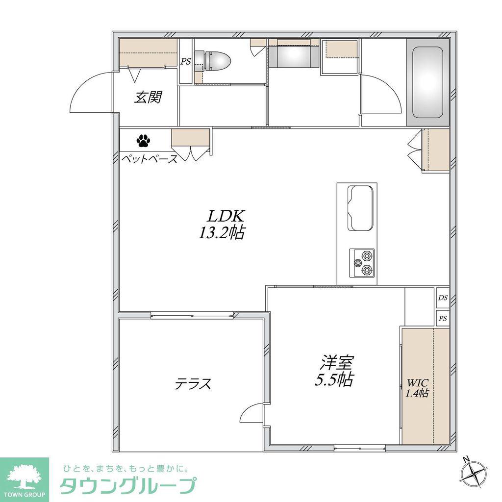 LARGO UNOMORI(1LDK/1階)の間取り写真