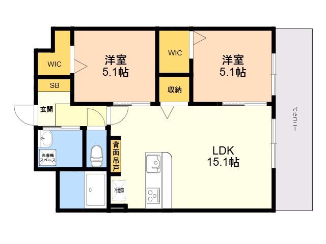 REGINA(2LDK/6階)の間取り写真