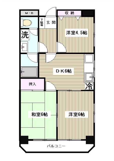 メゾンベール(3DK/9階)の間取り写真
