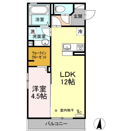 カーサフェリーチェ(1LDK/2階)の間取り写真