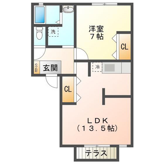 セントポーリアAF(1LDK/1階)の間取り写真