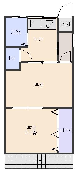 赤堀アパート(2K/1階)の間取り写真